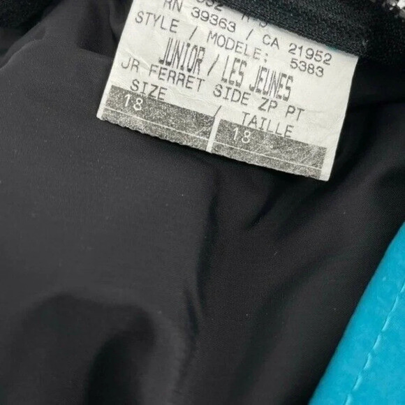 Roffe Snow Pants Blue Turquoise Junior Size 18 Outdoor Straight Leg Side Zip - Picture 6 of 9